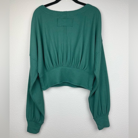 FREE PEOPLE Women's XL Thermal All Nighter Long Sleeve Top Waffle Knit Crop - Picture 5 of 16